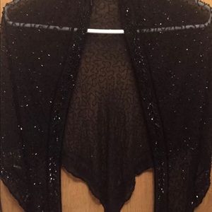 Brand New Stenay Scarf Silk Wrap Vintage 80’s Exclusive Black Beaded